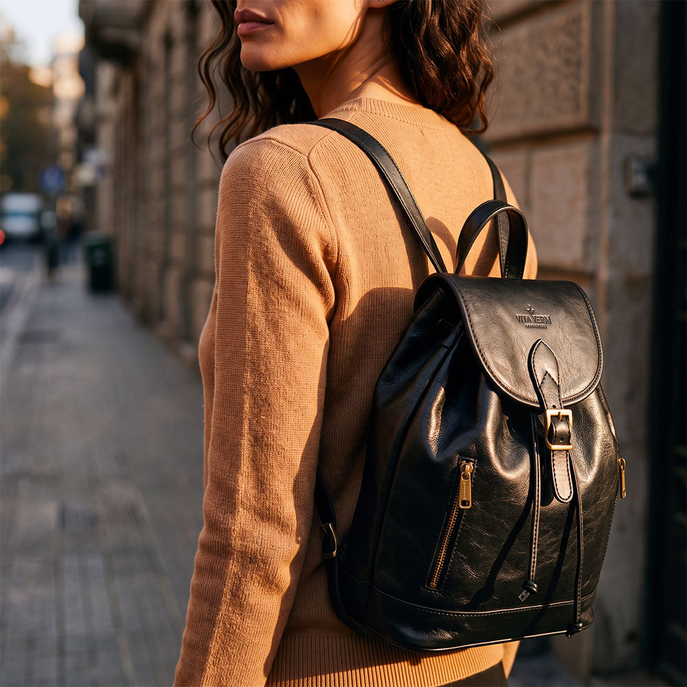 Zaino Donna in Pelle Nero VIAVERDI Made in Italy linea Firenze