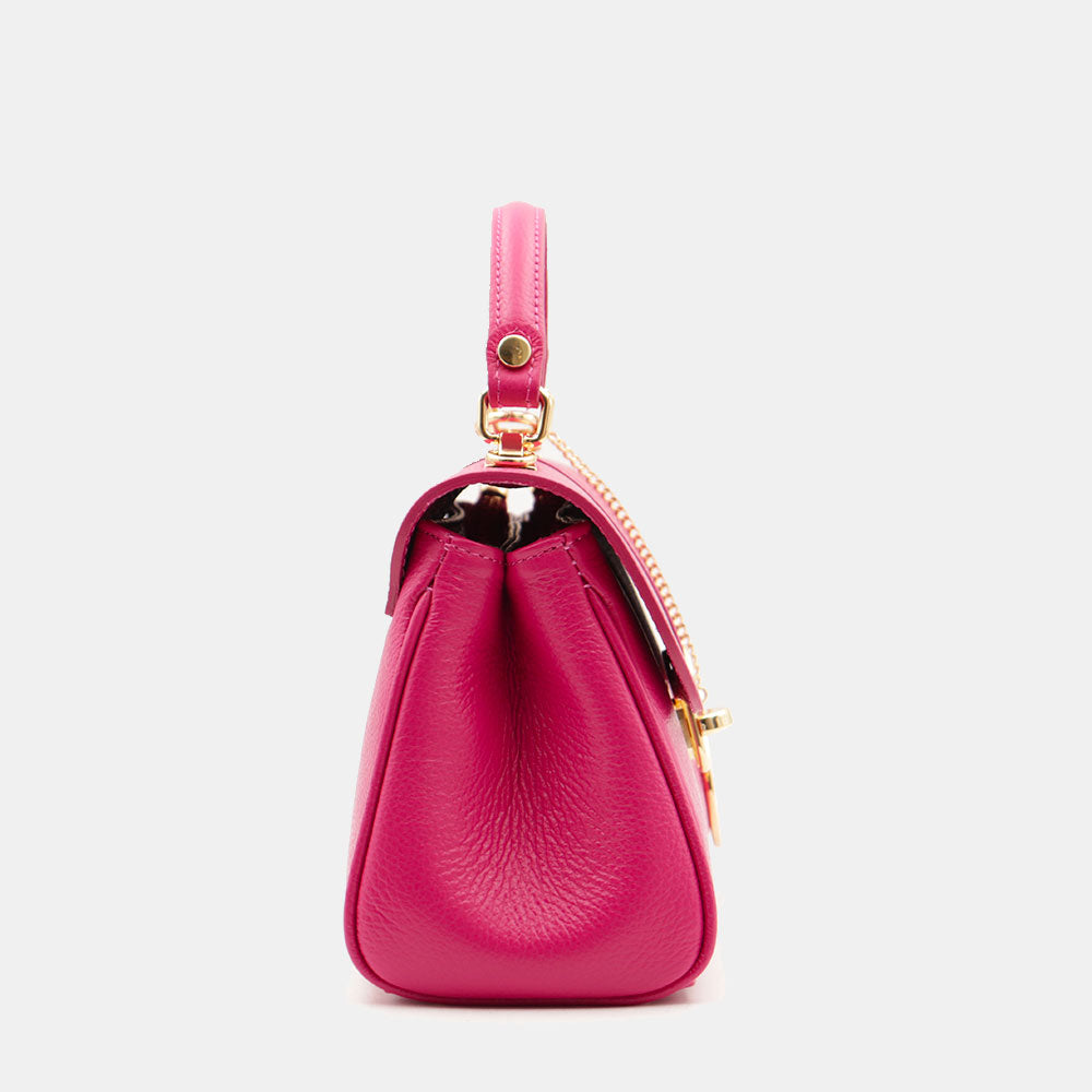 Borsa a Mano VIAVERDI in Pelle Fucsia Made in Italy linea Montalcino