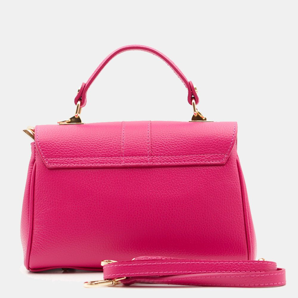 Borsa a Mano VIAVERDI in Pelle Fucsia Made in Italy linea Montalcino