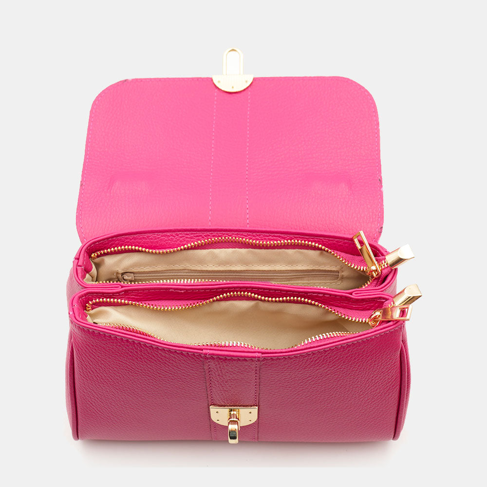 Borsa a Mano VIAVERDI in Pelle Fucsia Made in Italy linea Montalcino