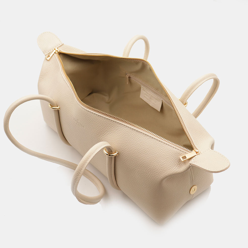 Borsa Donna a Spalla VIAVERDI in Pelle Beige Made in Italy linea San Gimignano