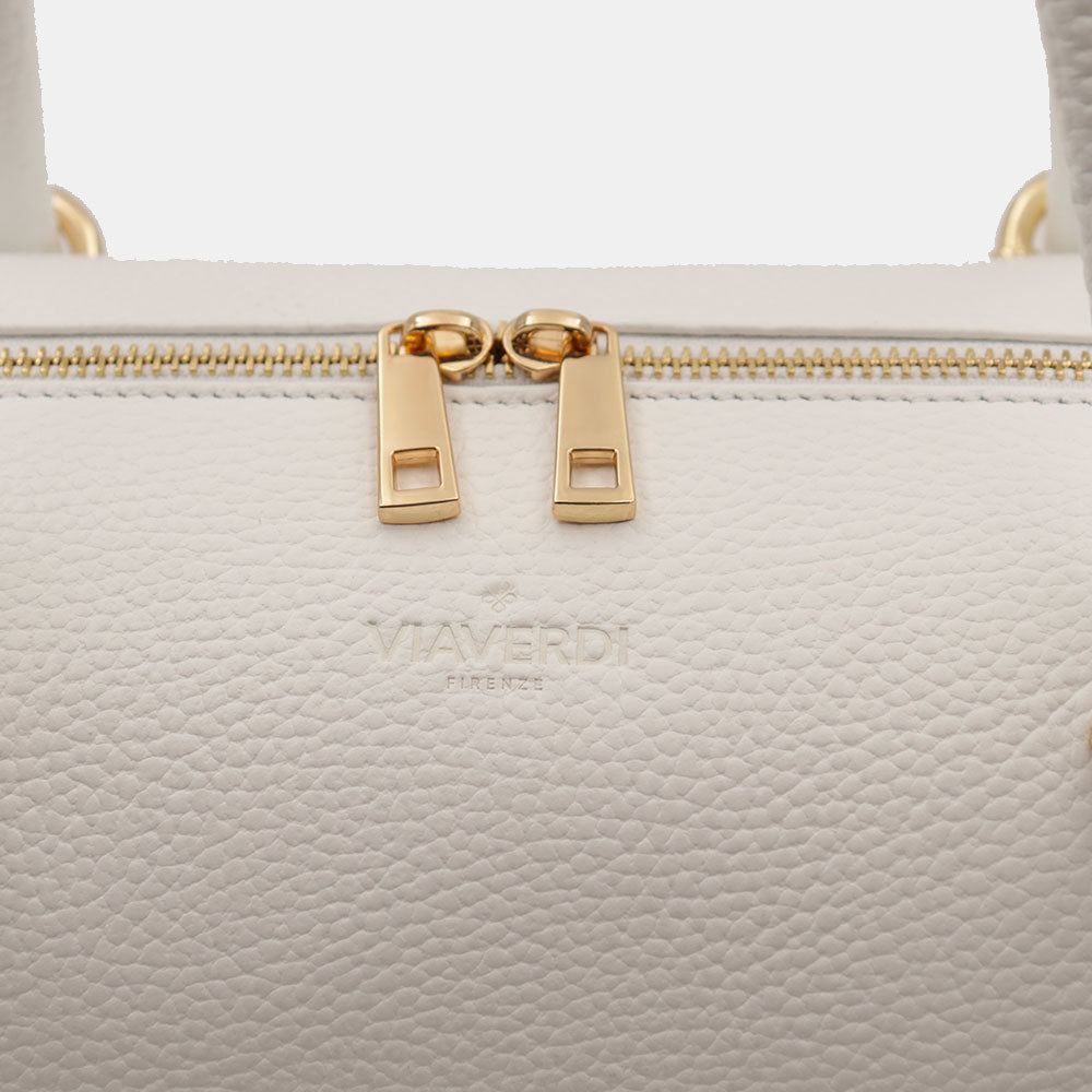 Borsa Donna a Spalla VIAVERDI in Pelle Bianca Made in Italy linea San Gimignano