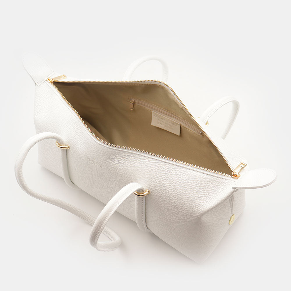 Borsa Donna a Spalla VIAVERDI in Pelle Bianca Made in Italy linea San Gimignano