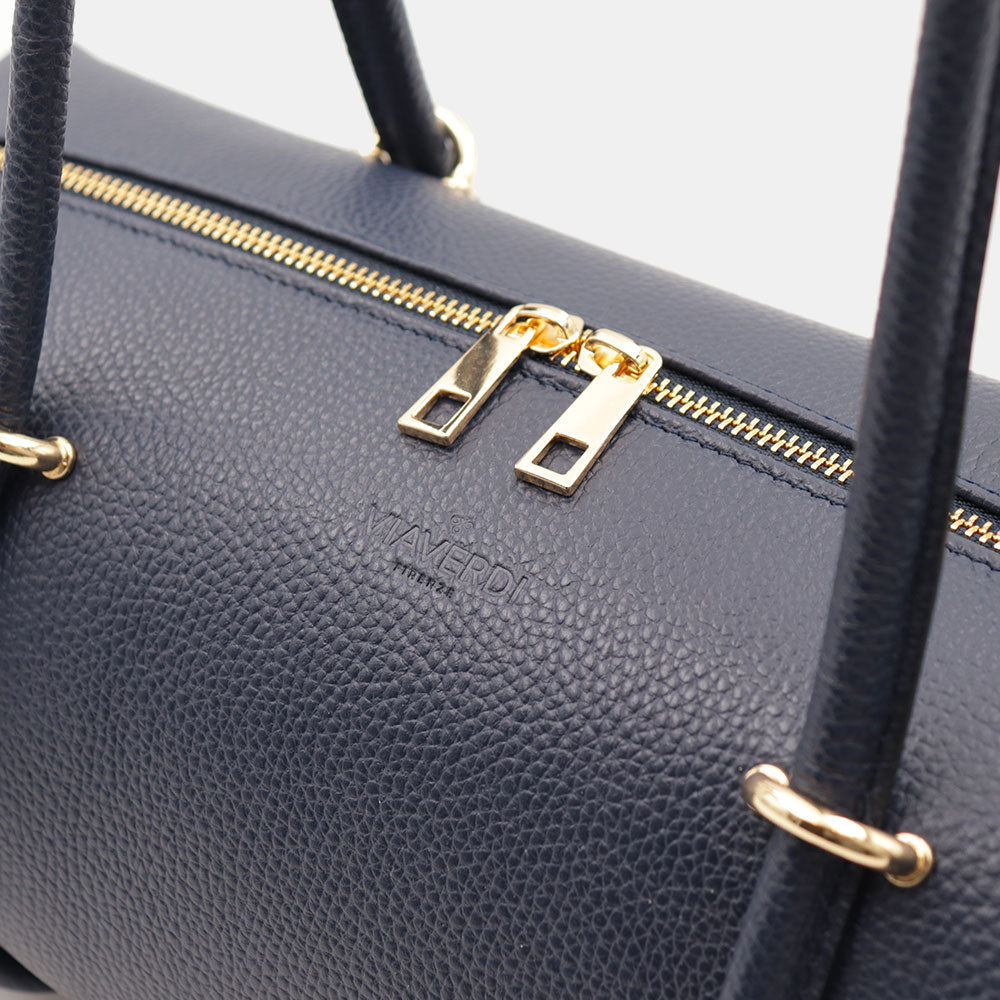 Borsa Donna a Spalla VIAVERDI in Pelle Blu Made in Italy linea San Gimignano