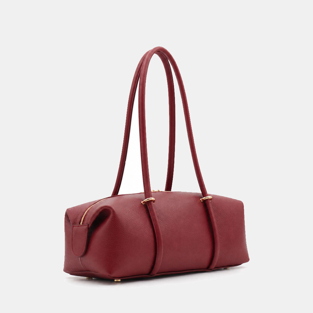 Borsa Donna a Spalla VIAVERDI in Pelle Bordeaux Scuro Made in Italy linea San Gimignano