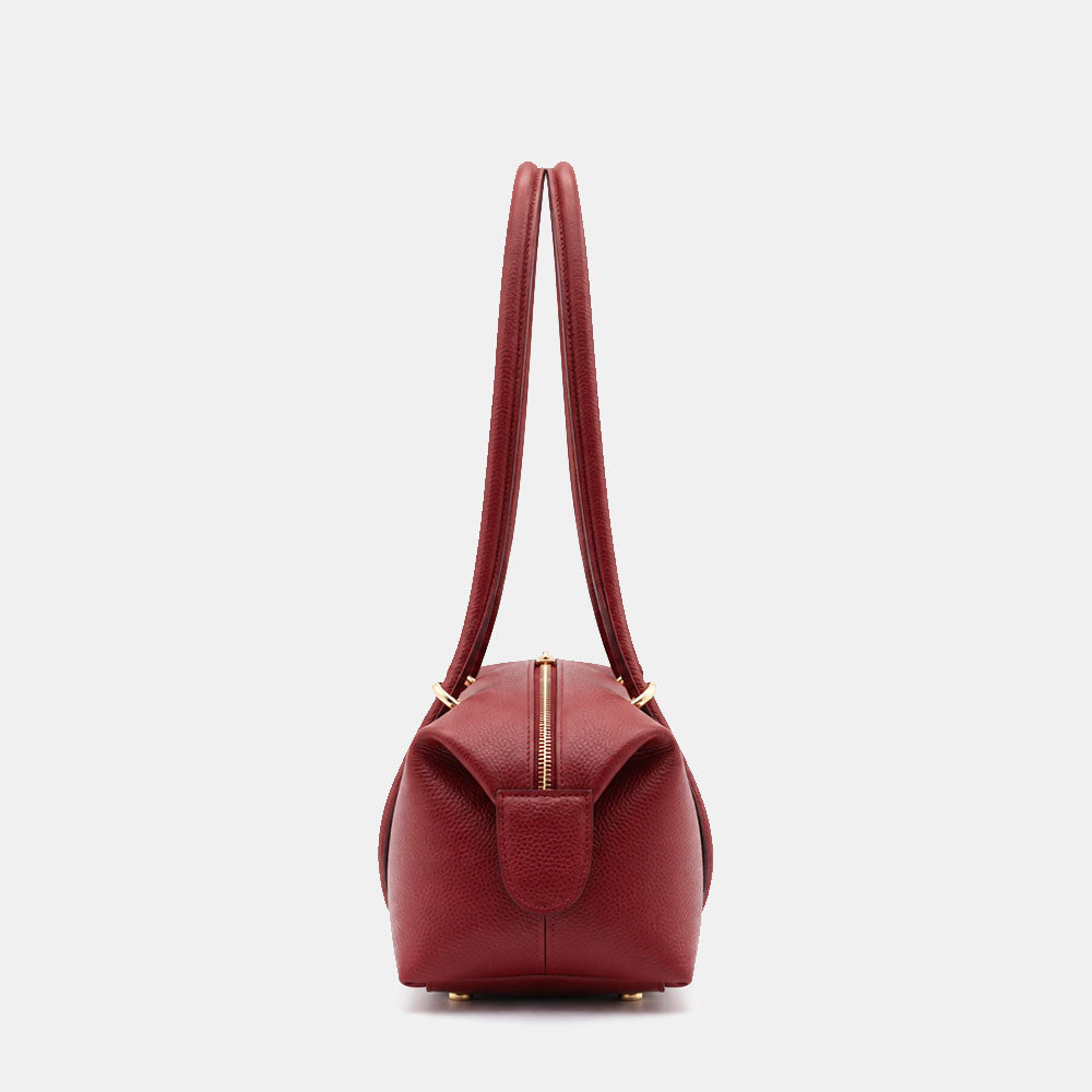 Borsa Donna a Spalla VIAVERDI in Pelle Bordeaux Scuro Made in Italy linea San Gimignano