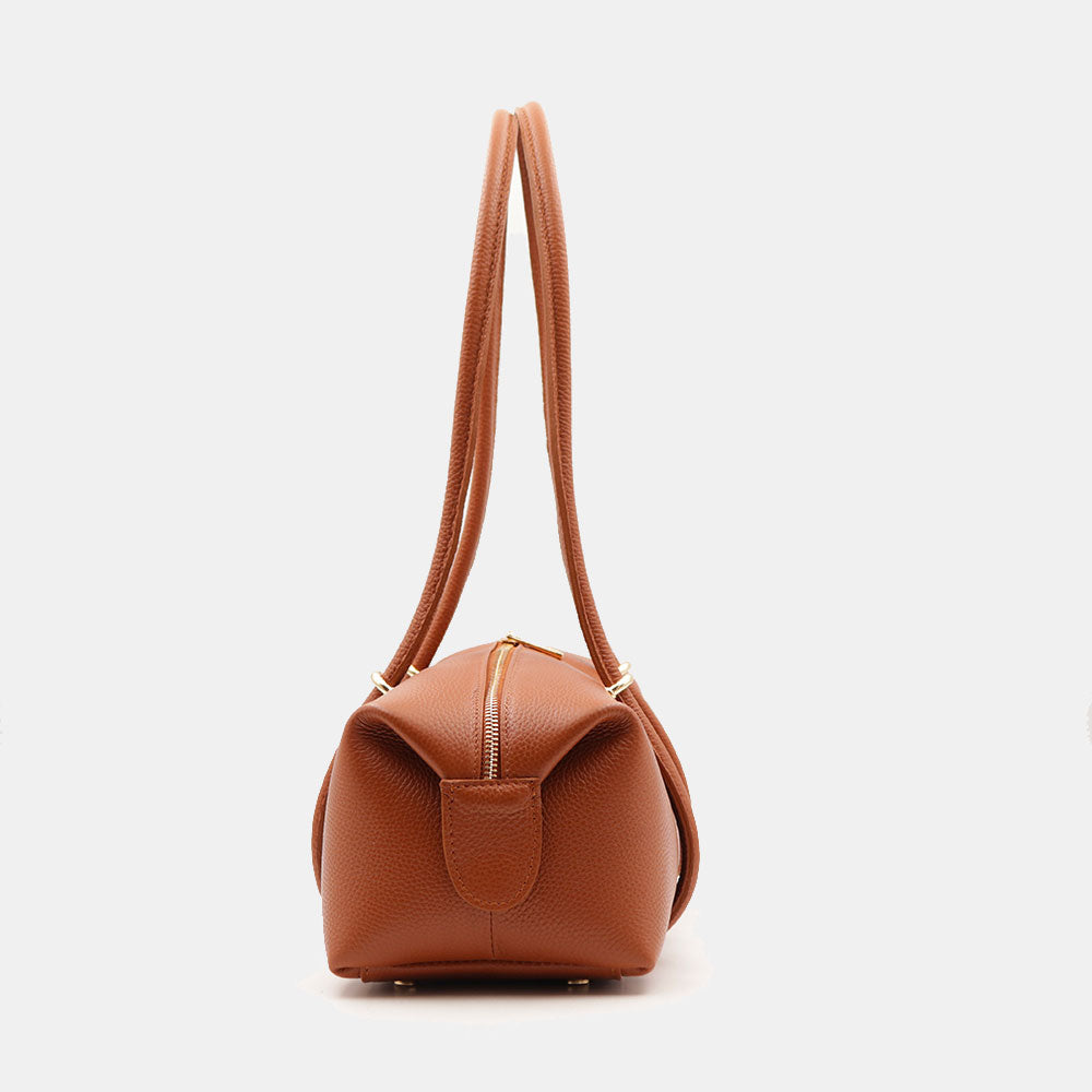 Borsa Donna a Spalla VIAVERDI in Pelle color Cuoio Made in Italy linea San Gimignano