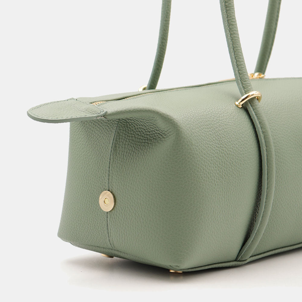Borsa Donna a Spalla VIAVERDI in Pelle Verde Menta Made in Italy linea San Gimignano