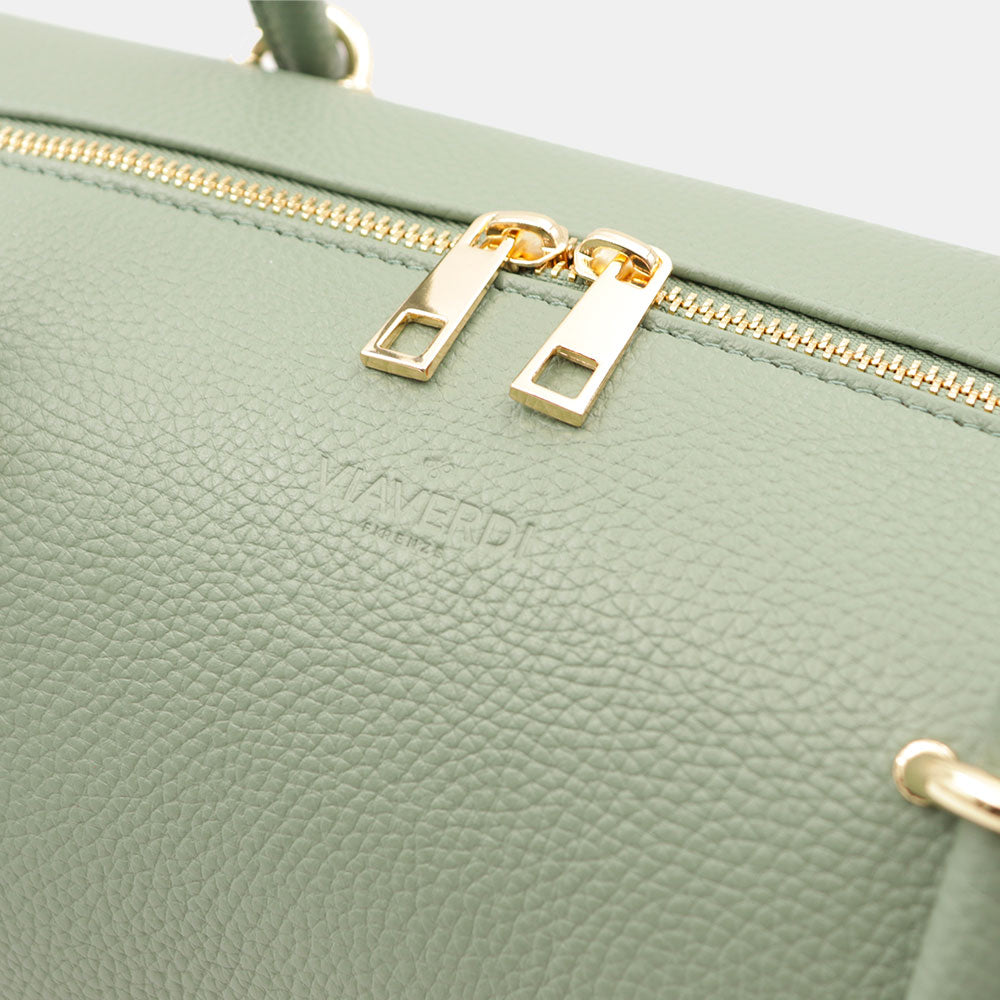 Borsa Donna a Spalla VIAVERDI in Pelle Verde Menta Made in Italy linea San Gimignano