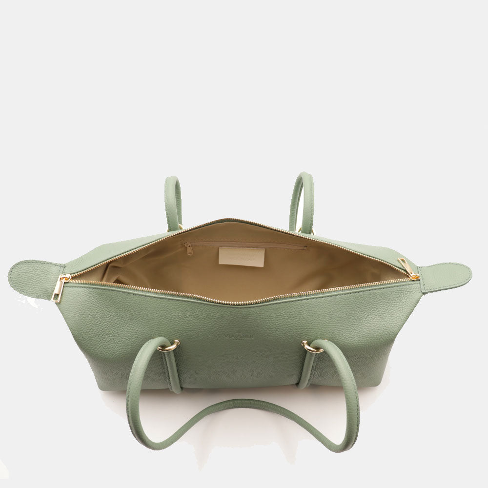 Borsa Donna a Spalla VIAVERDI in Pelle Verde Menta Made in Italy linea San Gimignano