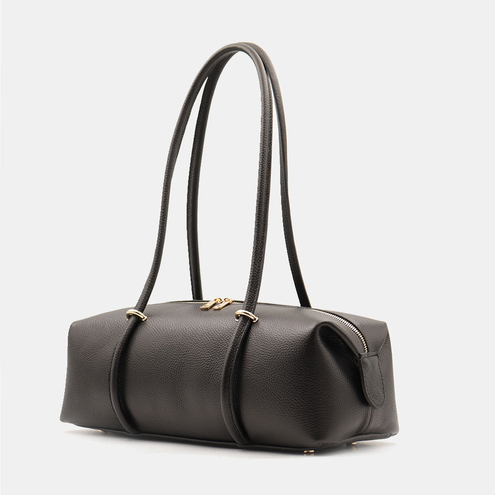 Borsa Donna a Spalla VIAVERDI in Pelle Nera Made in Italy linea San Gimignano