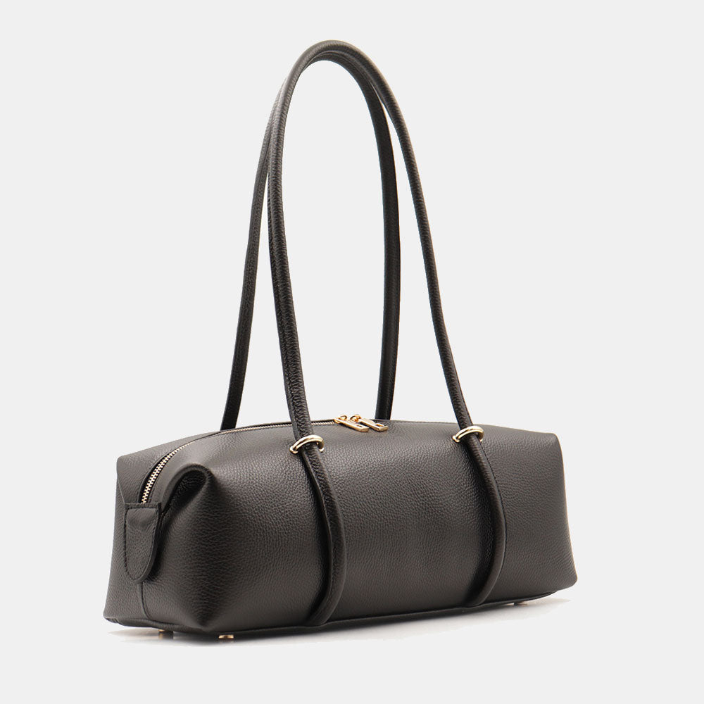 Borsa Donna a Spalla VIAVERDI in Pelle Nera Made in Italy linea San Gimignano
