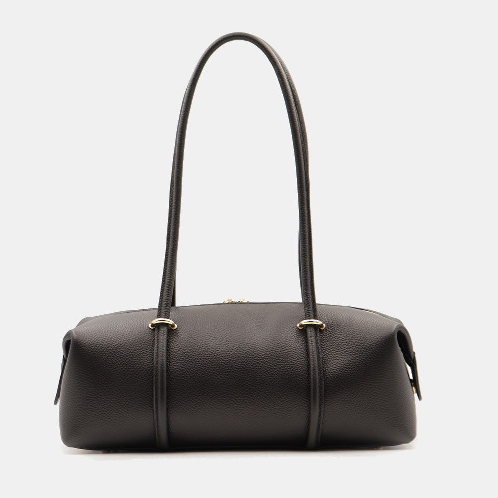 Borsa Donna a Spalla VIAVERDI in Pelle Nera Made in Italy linea San Gimignano