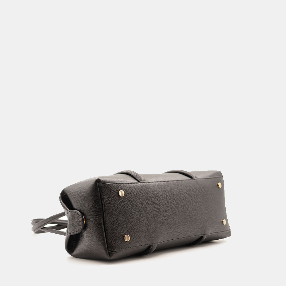 Borsa Donna a Spalla VIAVERDI in Pelle Nera Made in Italy linea San Gimignano