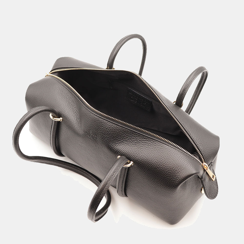 Borsa Donna a Spalla VIAVERDI in Pelle Nera Made in Italy linea San Gimignano