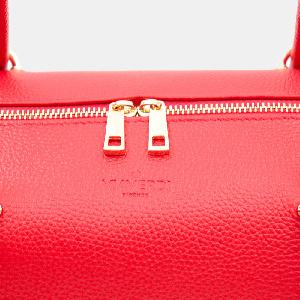 Borsa Donna a Spalla VIAVERDI in Pelle Rossa Made in Italy linea San Gimignano