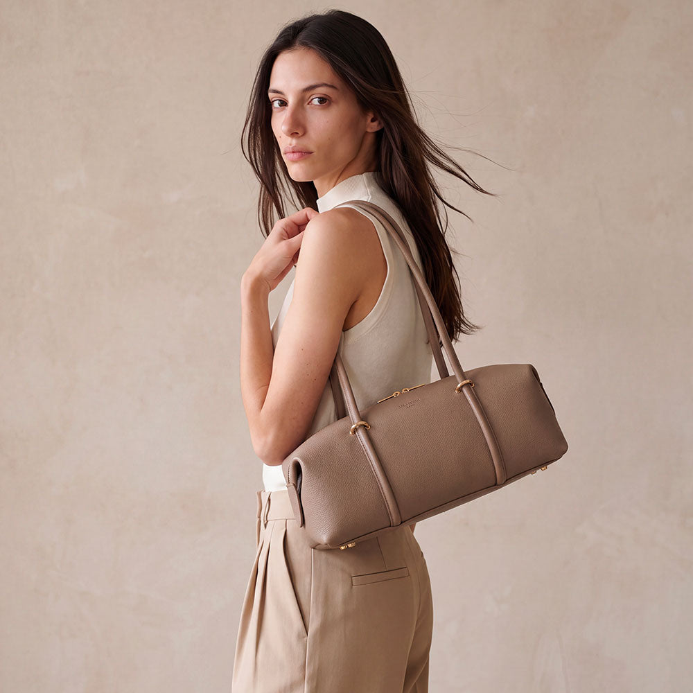 Borsa Donna a Spalla VIAVERDI in Pelle Marrone Testa di Moro Scuro Made in Italy linea San Gimignano