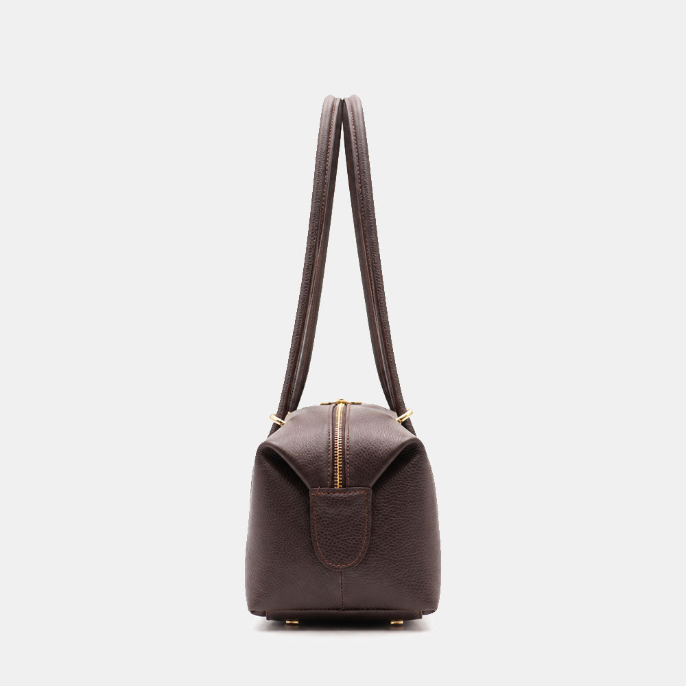 Borsa Donna a Spalla VIAVERDI in Pelle Marrone Testa di Moro Scuro Made in Italy linea San Gimignano