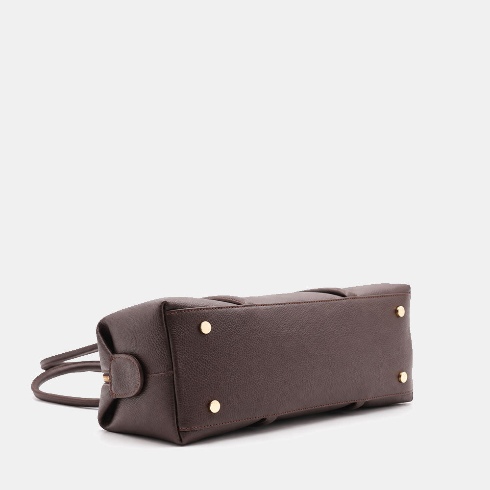 Borsa Donna a Spalla VIAVERDI in Pelle Marrone Testa di Moro Scuro Made in Italy linea San Gimignano
