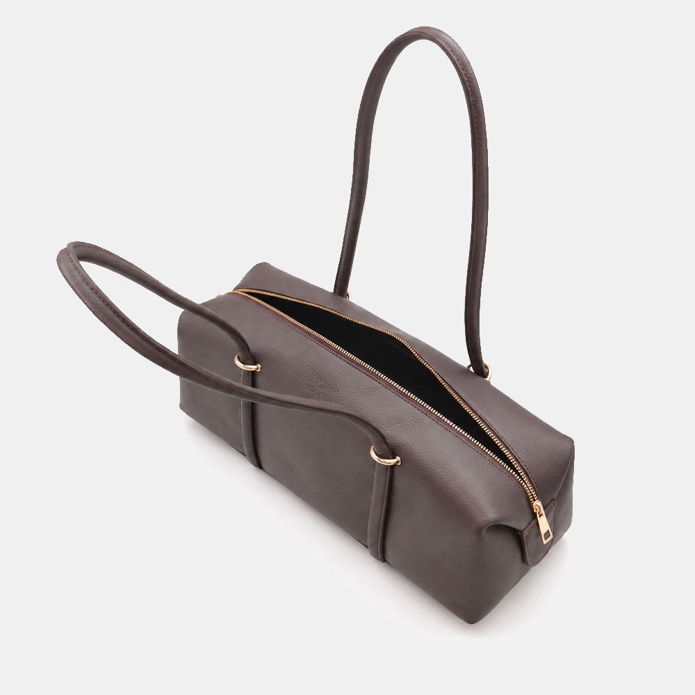Borsa Donna a Spalla VIAVERDI in Pelle Marrone Testa di Moro Scuro Made in Italy linea San Gimignano