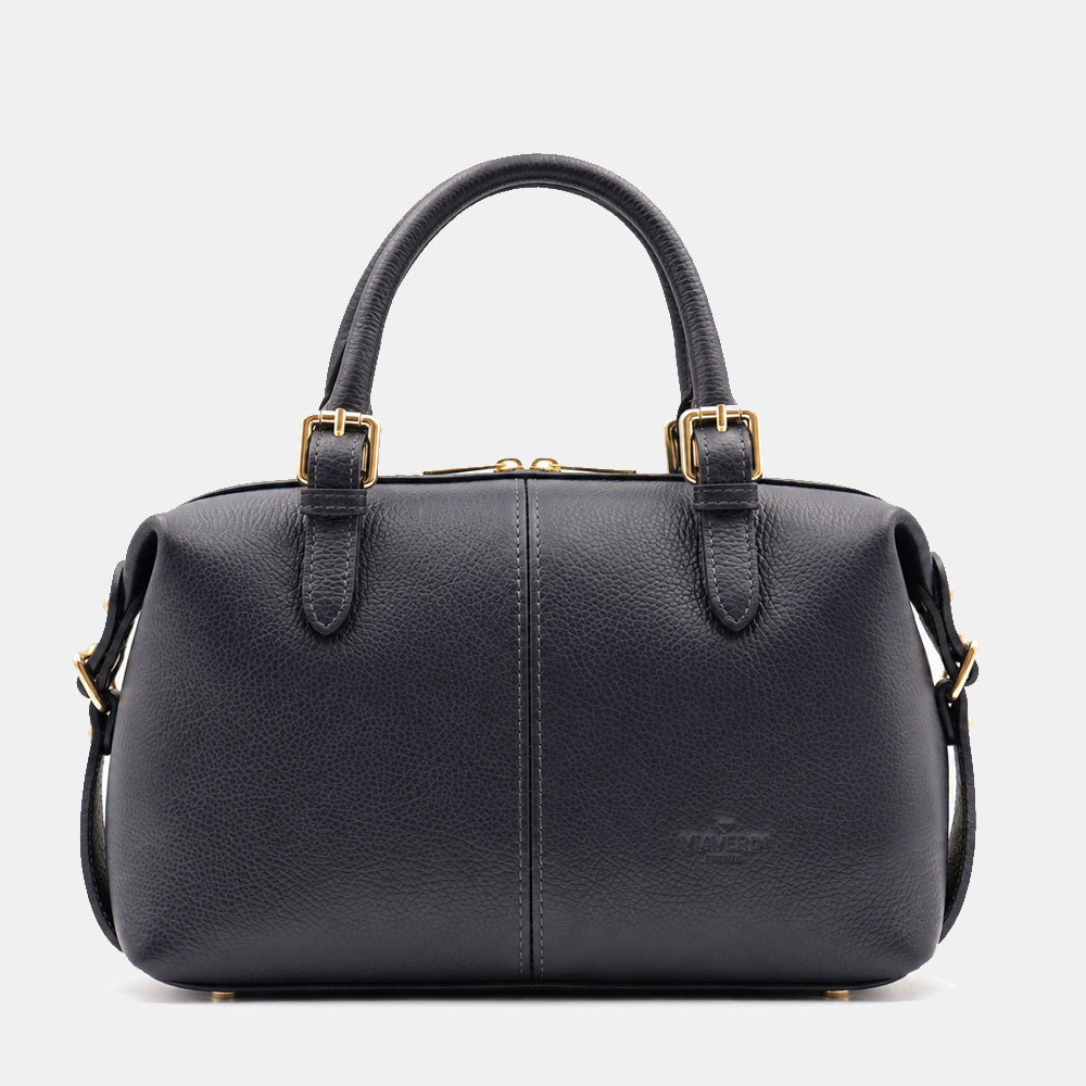 Borsa Bauletto VIAVERDI in Pelle Blu Made in Italy Linea San Gimignano