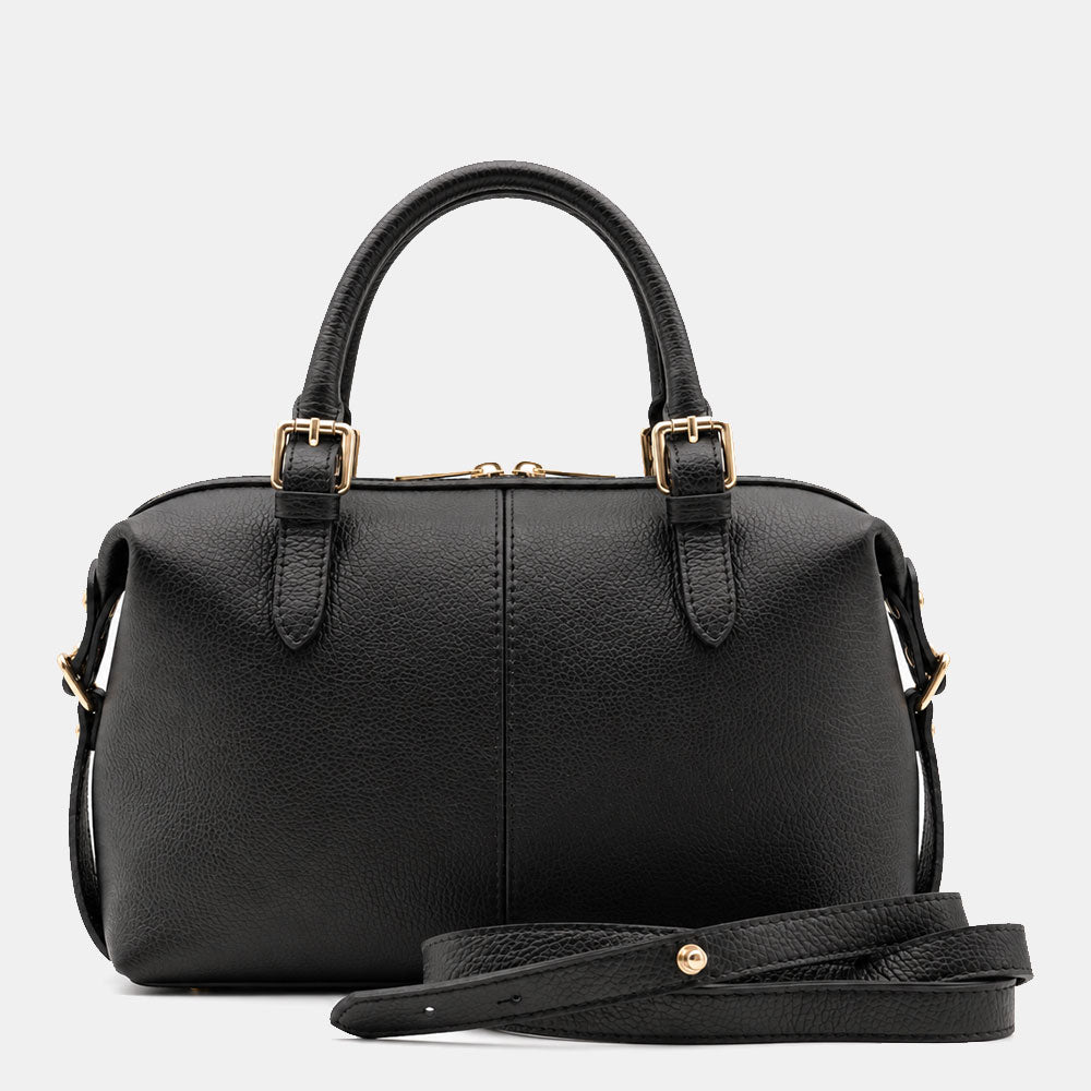 Borsa Bauletto VIAVERDI in Pelle Nera Made in Italy Linea San Gimignano