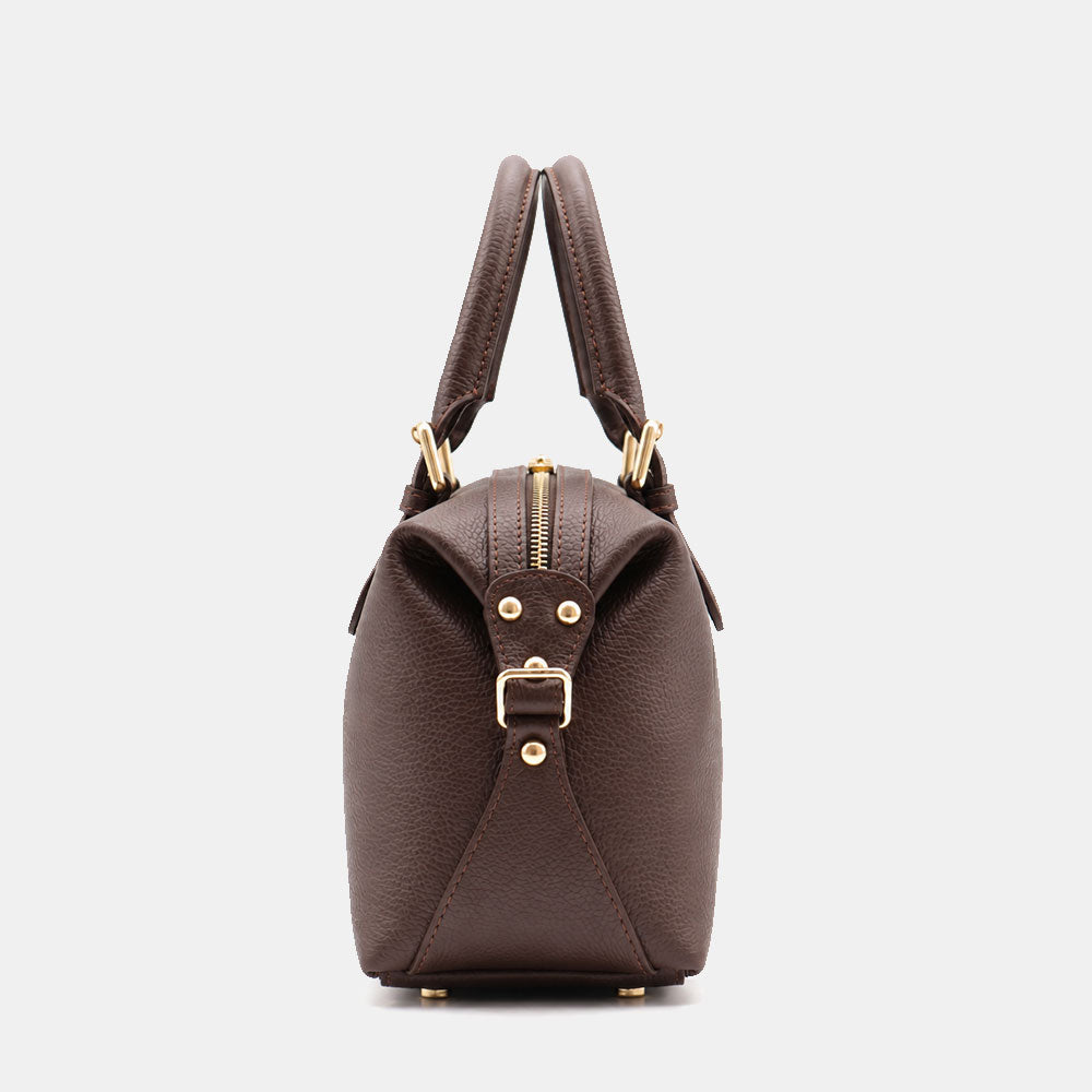 Borsa Bauletto VIAVERDI in Pelle Testa di Moro Made in Italy Linea San Gimignano