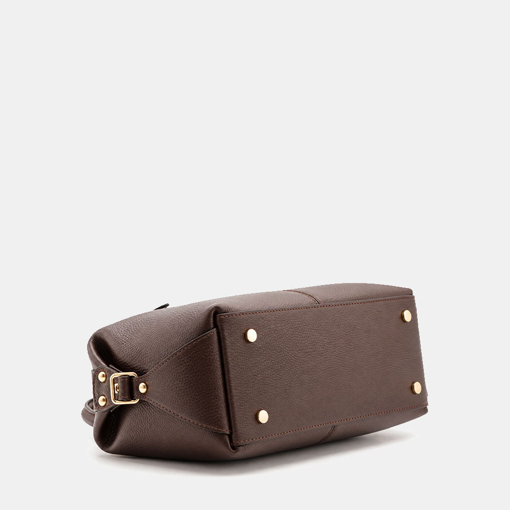 Borsa Bauletto VIAVERDI in Pelle Testa di Moro Made in Italy Linea San Gimignano