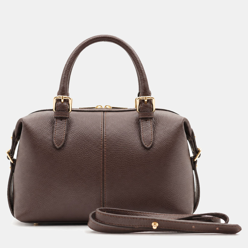Borsa Bauletto VIAVERDI in Pelle Testa di Moro Made in Italy Linea San Gimignano
