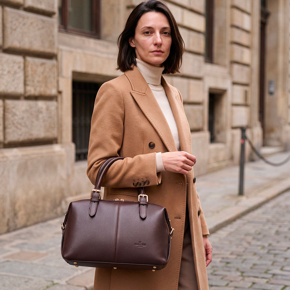 Borsa Bauletto VIAVERDI in Pelle Testa di Moro Made in Italy Linea San Gimignano