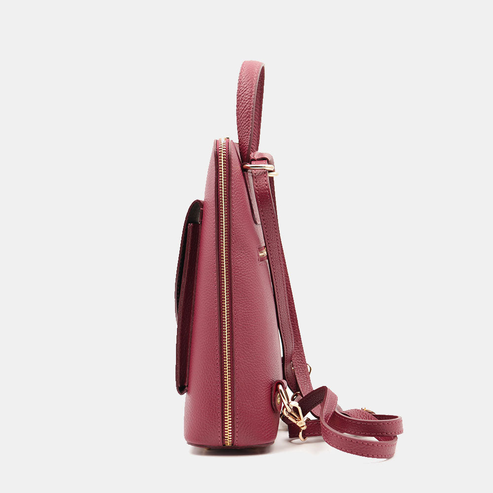 Damen-Lederrucksack VIAVERDI in Bordeaux Made in Italy Linie San Gimignano