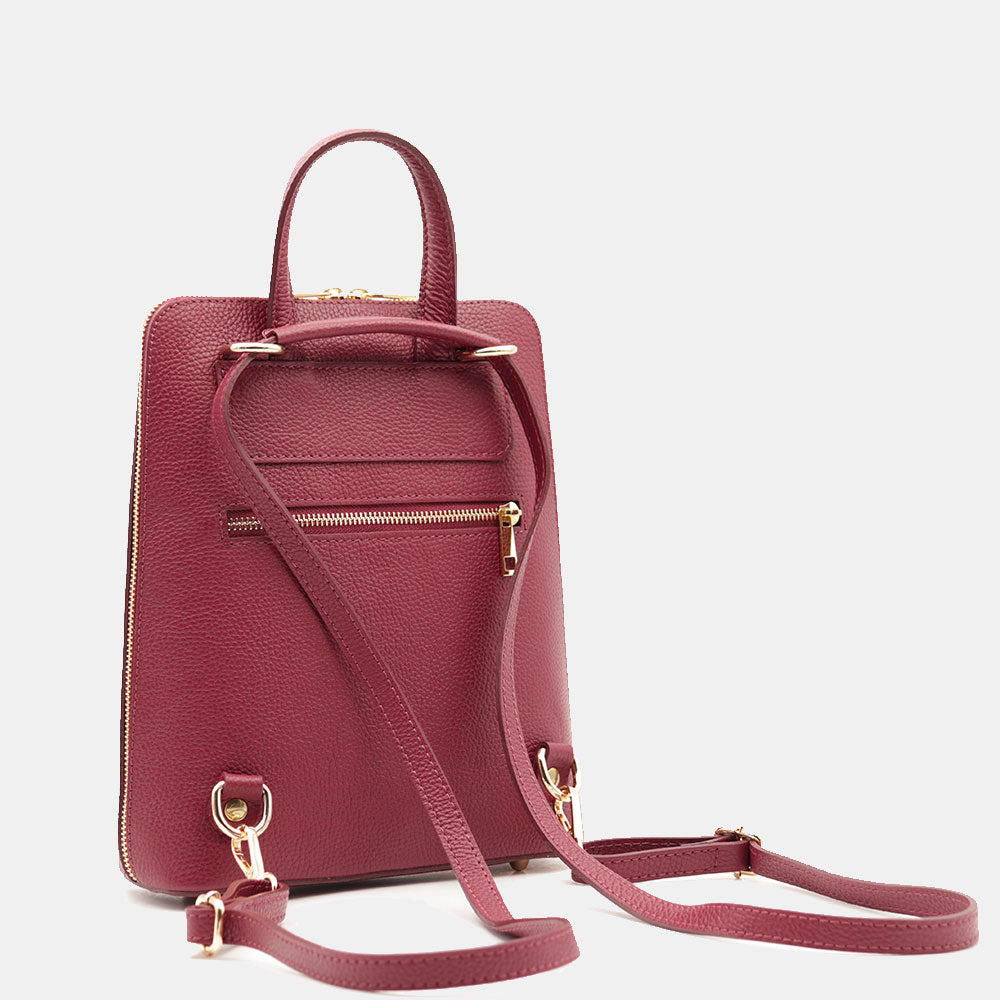 Damen-Lederrucksack VIAVERDI in Bordeaux Made in Italy Linie San Gimignano