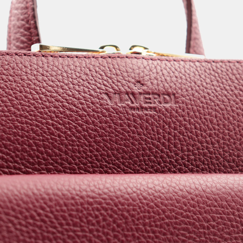 Damen-Lederrucksack VIAVERDI in Bordeaux Made in Italy Linie San Gimignano