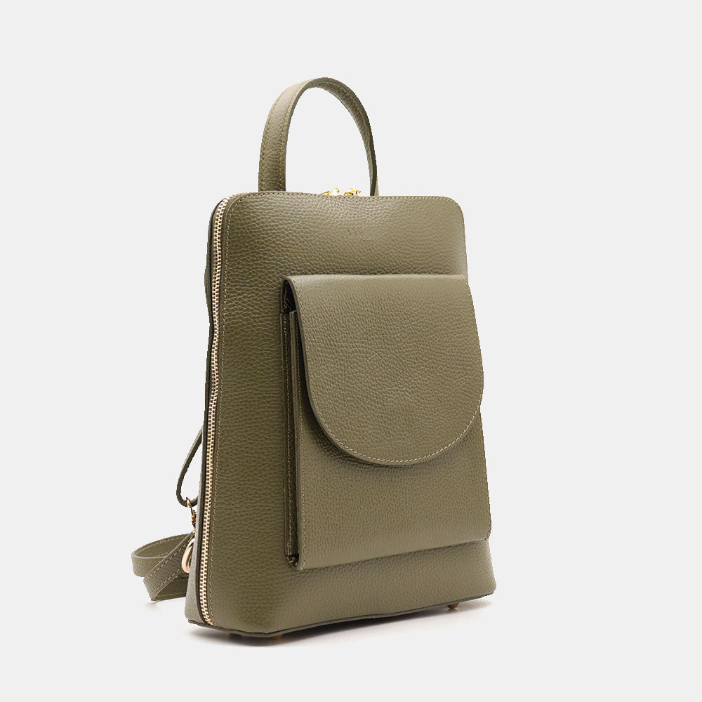 Zaino Donna in Pelle Verde VIAVERDI Made in Italy Linea San Gimignano