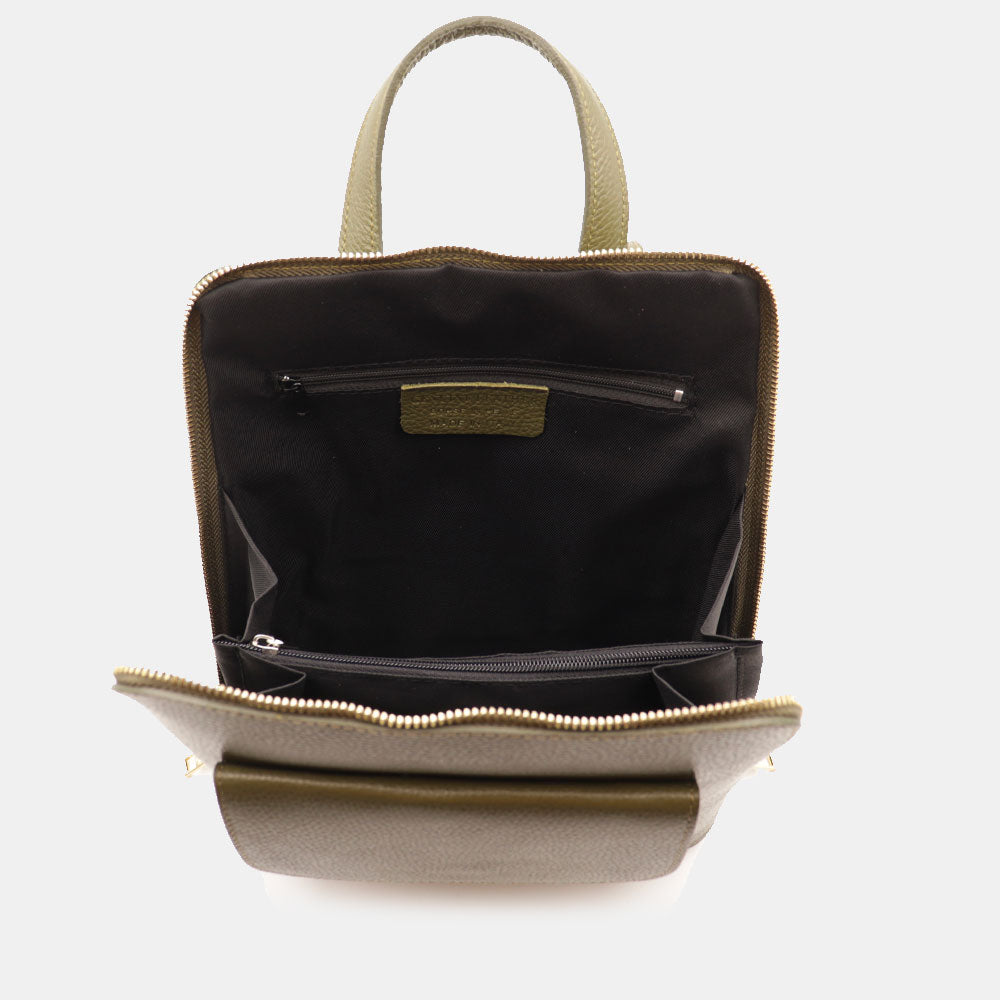 Zaino Donna in Pelle Verde VIAVERDI Made in Italy Linea San Gimignano