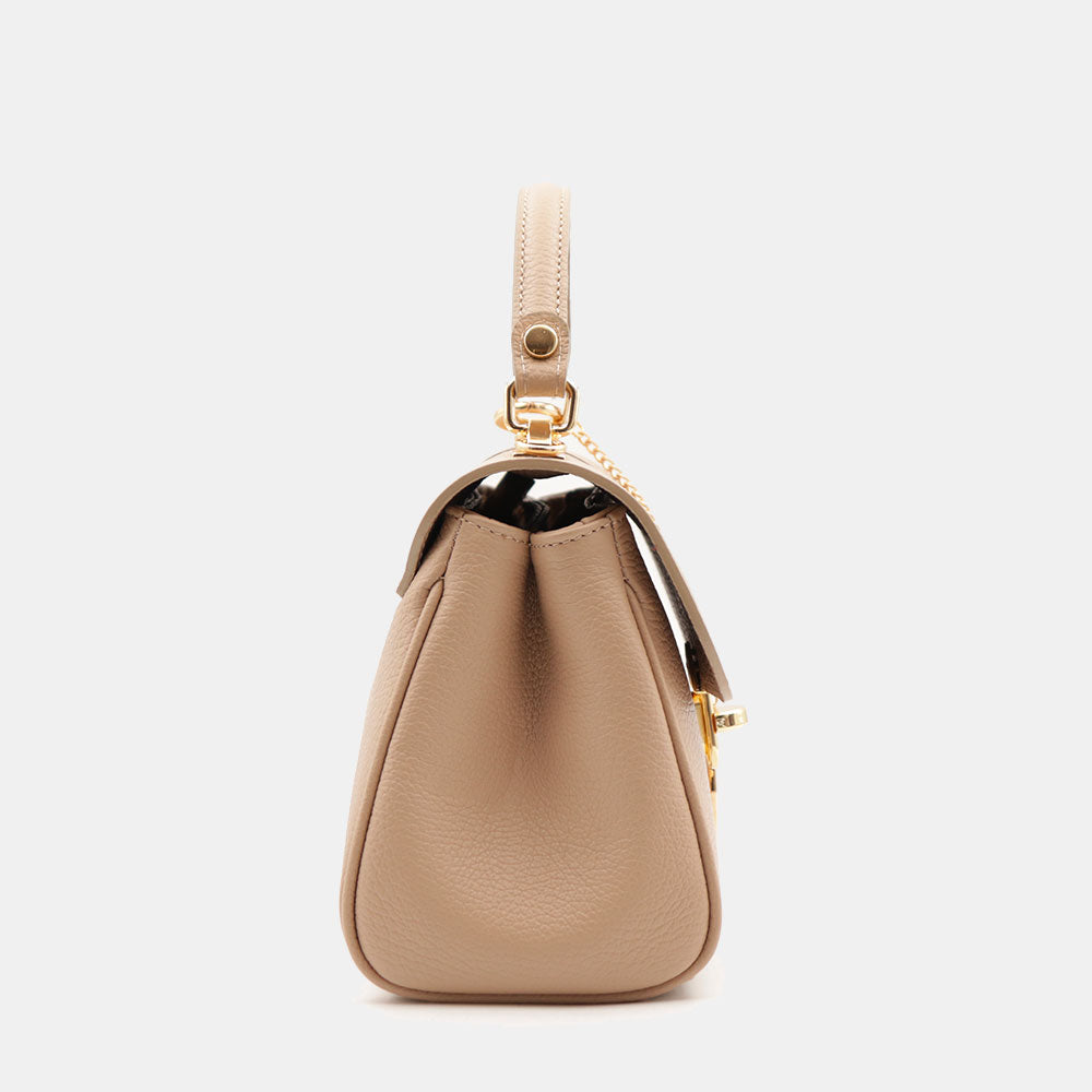 Borsa a Mano VIAVERDI in Pelle Taupe Made in Italy linea Montalcino