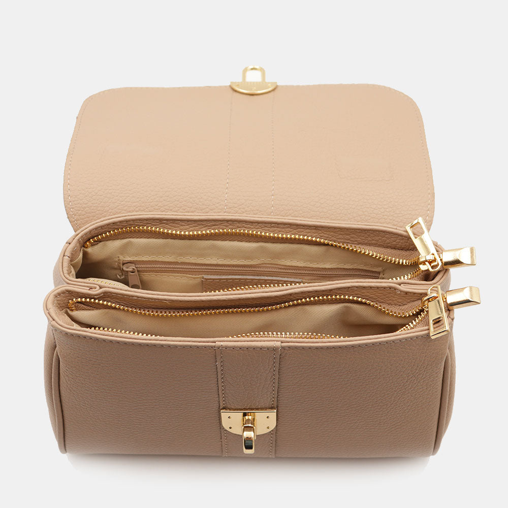 Borsa a Mano VIAVERDI in Pelle Taupe Made in Italy linea Montalcino