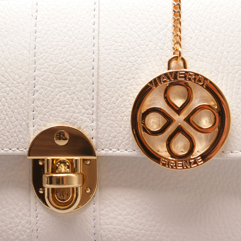 Borsa a Mano VIAVERDI in Pelle Bianca Made in Italy linea Montalcino