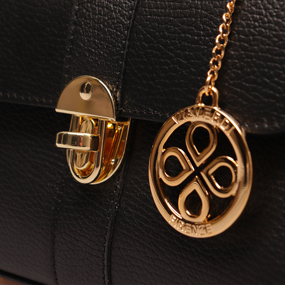 Borsa a Mano VIAVERDI in Pelle Nera Made in Italy linea Montalcino