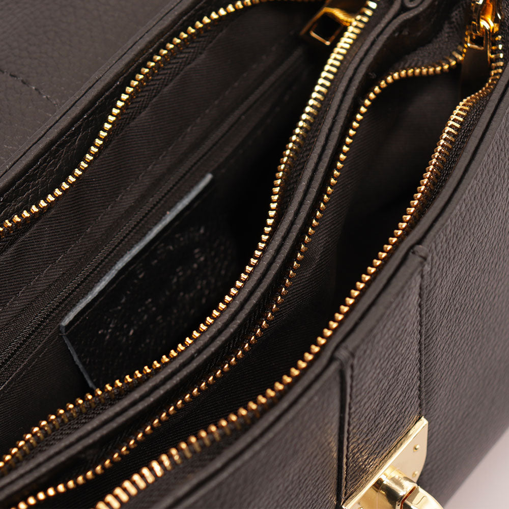 Borsa a Mano VIAVERDI in Pelle Nera Made in Italy linea Montalcino