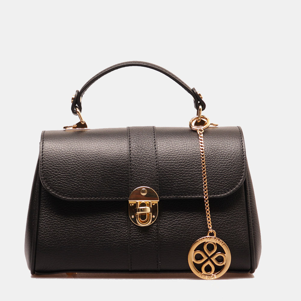 Borsa a Mano VIAVERDI in Pelle Nera Made in Italy linea Montalcino
