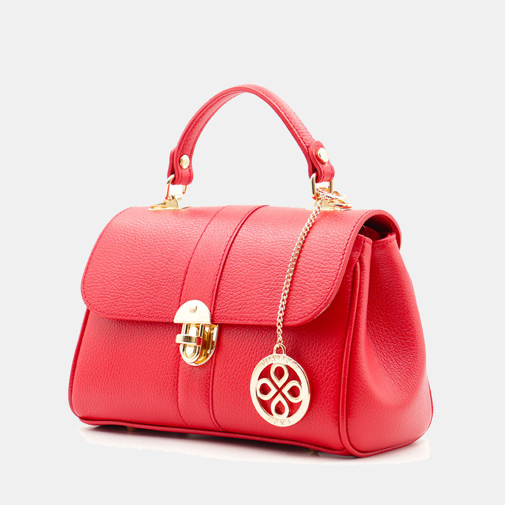 Borsa a Mano VIAVERDI in Pelle Rossa Made in Italy linea Montalcino