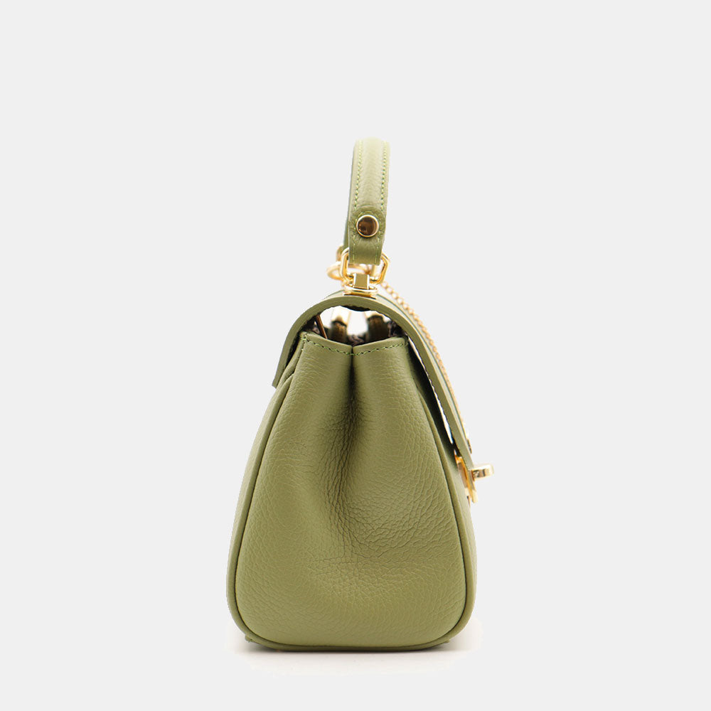 Borsa a Mano VIAVERDI in Pelle Verde Made in Italy linea Montalcino