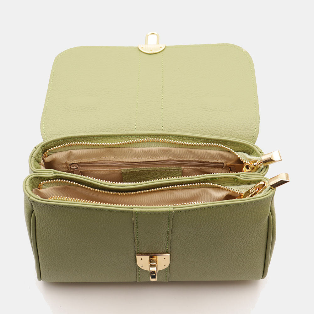 Borsa a Mano VIAVERDI in Pelle Verde Made in Italy linea Montalcino