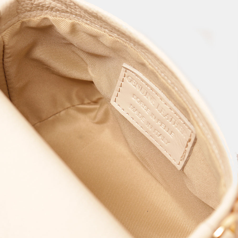 Borsa Donna a Mano VIAVERDI in Pelle Avorio e Rafia Made in Italy