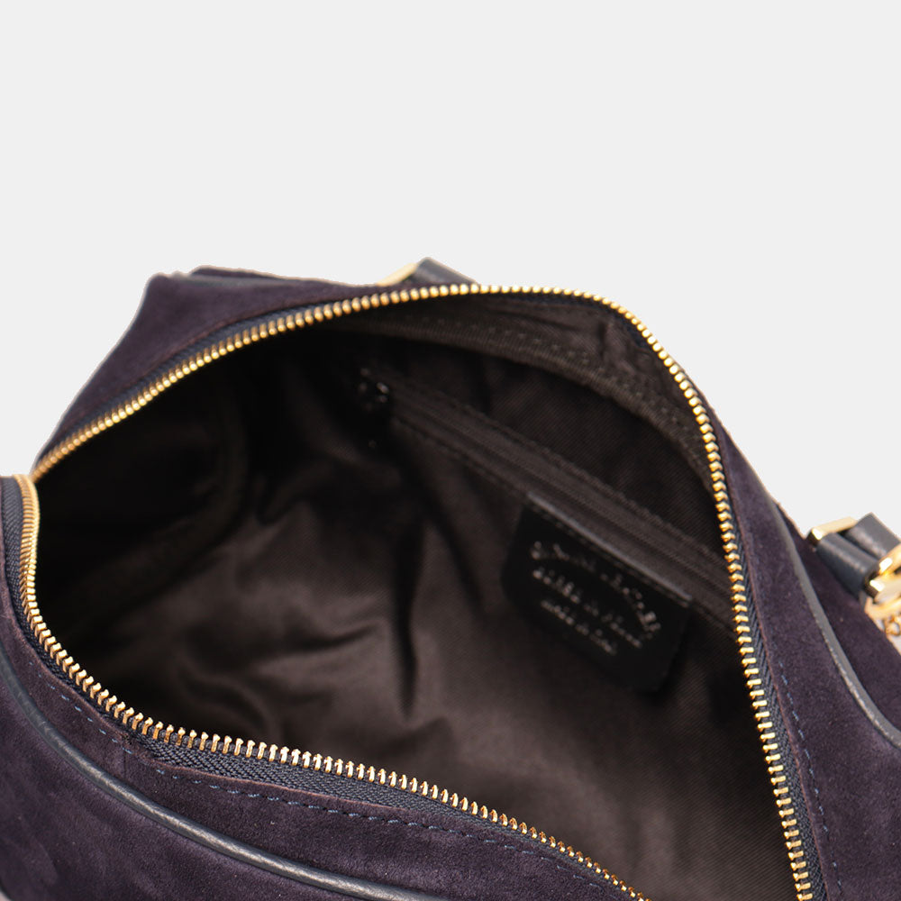 Borsa Bauletto a Mano con Tracolla VIAVERDI in Camoscio Blu Made in Italy linea Barga