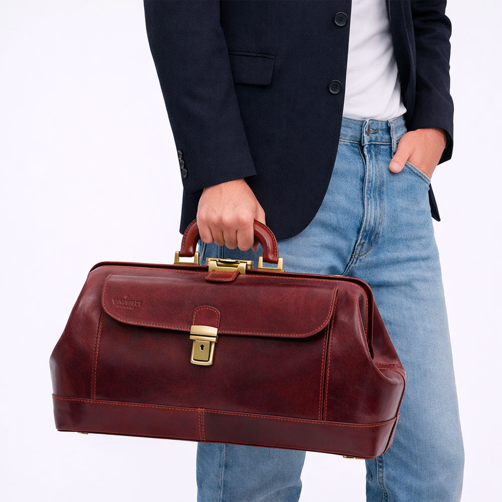 Borsa Medico Classica in Pelle Marrone VIAVERDI Made in Italy linea Firenze