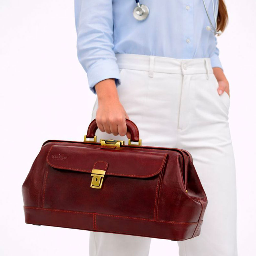 Borsa Medico Classica in Pelle Marrone VIAVERDI Made in Italy linea Firenze
