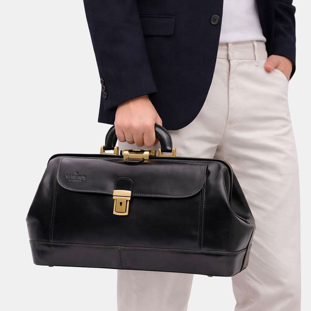 Borsa Medico Classica in Pelle Nera VIAVERDI Made in Italy linea Firenze