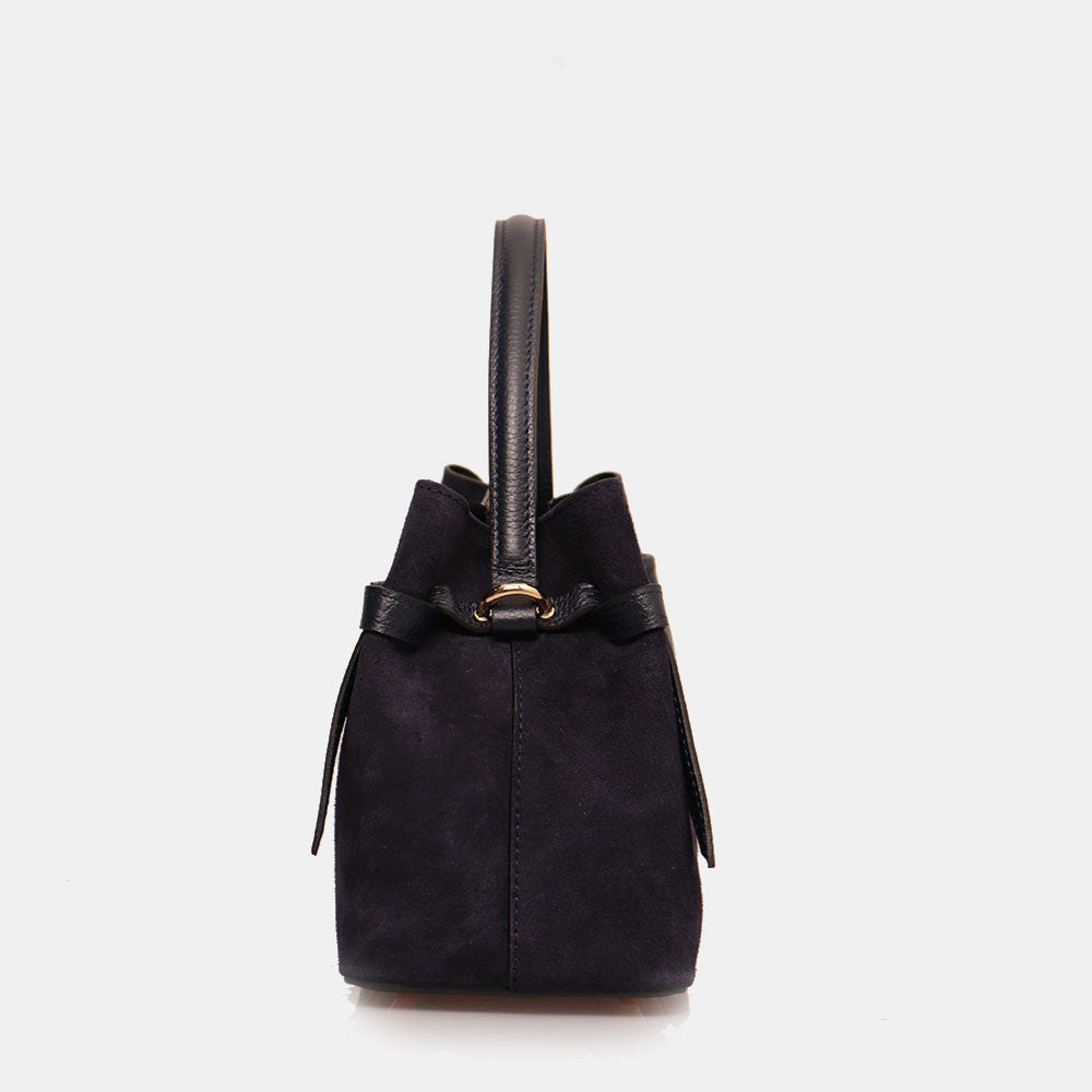 Borsa a Mano VIAVERDI in Camoscio Blu Made in Italy linea Castiglione